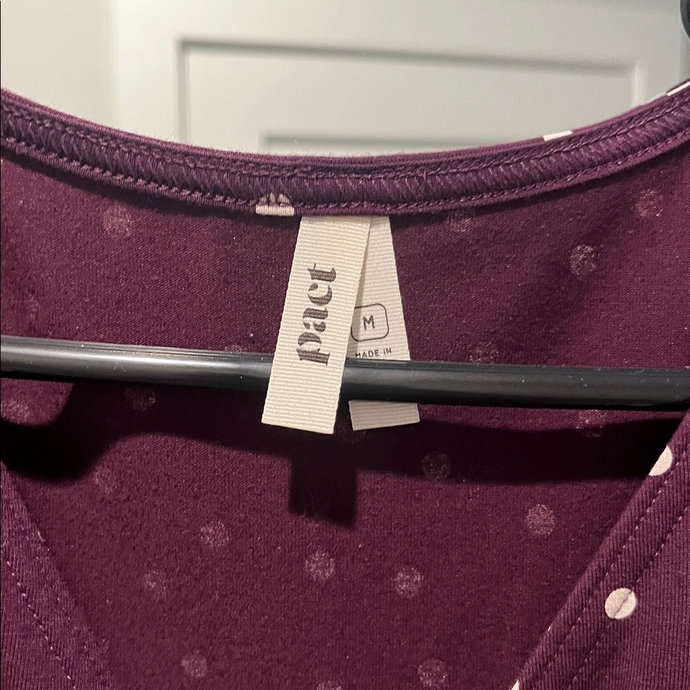 Pact Eggplant Purple Polka Dot Faux-Wrap Dress - Picture 2 of 6